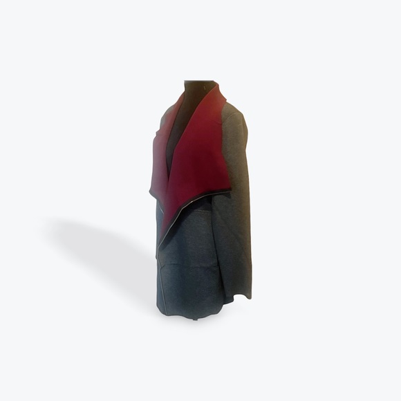 Gray Blazer Jacket with Burgundy inside Color - Picture 2 of 5